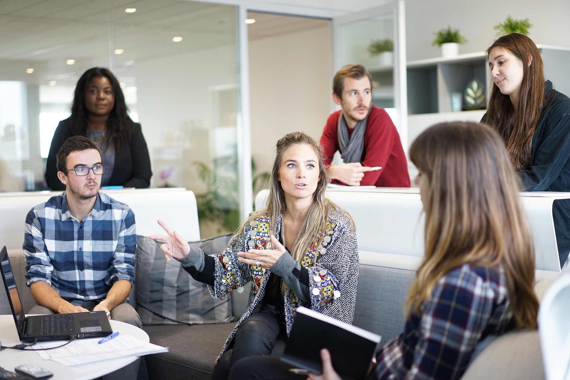 team discussing in the office